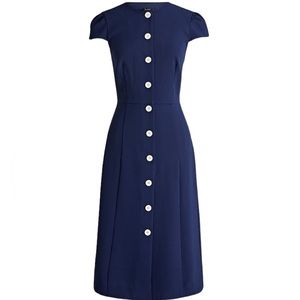 J CREW Button Front Cap Sleeve Dress Navy Blue Size 4